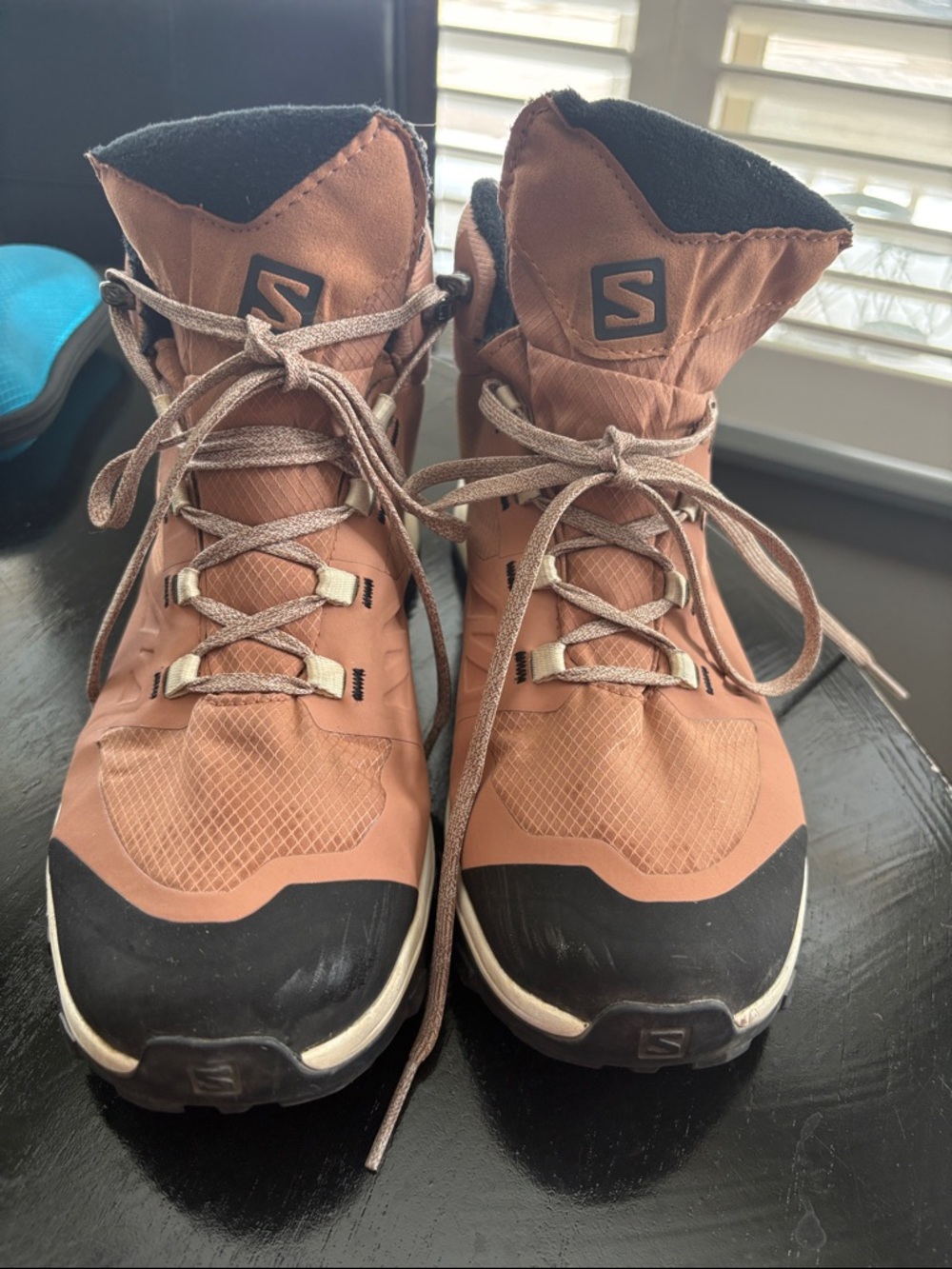 Salomon terra-cotta and black hiking boots